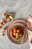 Tofu balls in tomato sauce