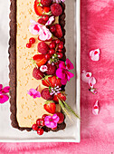 Tahini cocoa tart with red berries
