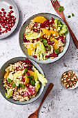 Oriental rice salad with oranges and pomegranate
