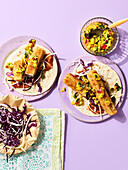 Fish finger tacos with red cabbage
