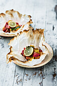 Mixed beetroot baked in parchment with spice oil