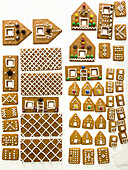 Decorated Pieces of Gingerbread Houses before assembling