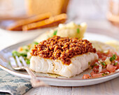 Cod with spice bread crust