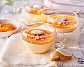 Panna cotta with crème calisson (almond and apricot cream)