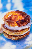 Kouign Amann (pastry from Brittany, France) with pear mousse