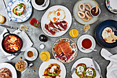 A lavishly set breakfast table