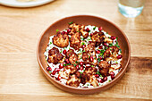 Baba Ghanoush with cauliflower and pomegranate