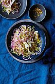 Pear and pistachio coleslaw with pickled onions