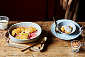 Rhubarb and custard cobbler