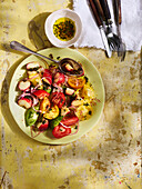 Tomato and peach salad with thyme