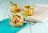 Ceviche with radish and bell pepper