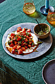 Butternut squash with yoghurt and chimichurri