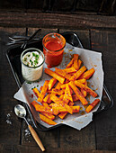 Butternut squash fries with two sauces