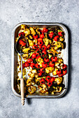 Spicy roasted vegetable traybake