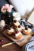 Cherry muffins with a butter glaze