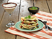 Quesadillas served with a martini