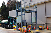 Lorries being monitored for radioactivity levels, Japan