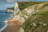 Chalk cliffs and downs west of Lulworth, Dorset, UK