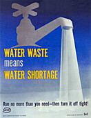 Save water, World War II poster
