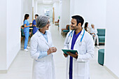 Doctors in hospital corridor