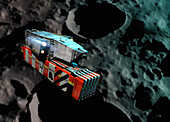 Moon mining cargo vehicle, conceptual illustration