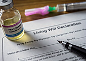 Living will declaration form, conceptual image