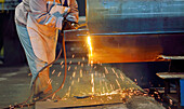 Worker using blowtorch