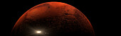 Satellite orbiting Mars, illustration