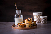 Chocolate chip cookie muffins with panna cotta