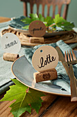 cork place setting cards