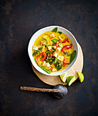 Thai curry soup with vegetables and tofu