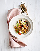 Spaghetti with lentils and feta