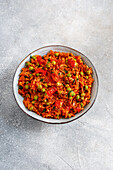Spicy djuvec rice with tomatoes and peas
