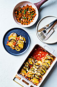Vegetable casserole with balsamic carrots