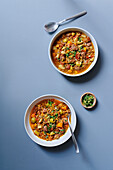 Spicy lentil stew with Merguez