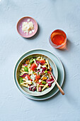 Pasta fresca with grapefruit and walnuts