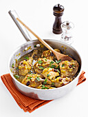 Chicken with saffron raisins an pine nuts