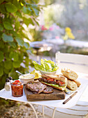 Steak sandwiches with relish and tarragon-mustard mayonnaise