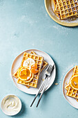 Creme fraiche waffles with orange blossom water