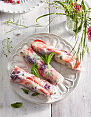 Sweet summer rolls with fruit