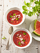 Watermelon strawberry soup