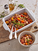Braised white beans with vegetables