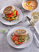 English muffin sandwich with grilled vegetable