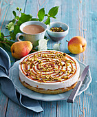 Pear cheesecake with pistachios