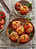 Tomatoes stuffed with quinoa and chicken