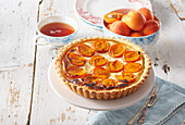 Puff pastry curd tart with apricots