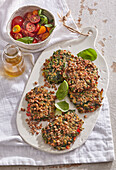 Red lentil and spinach fritters