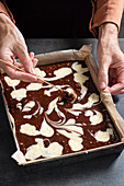 Marbled walnut brownies with condensed milk