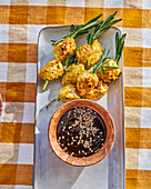 Chicken rosemary skewers with sesame soy sauce