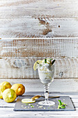 Lemon Sorbet Scoops in Tall Glass